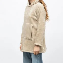 LULU CASTAGNETTE Sweat plaid à capuche avec grande poche Femme BEIGE