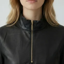 LES TROPEZIENNES PAR M.BELARBI Sweat similicuir col zippé montant Femme NOIR Clearance