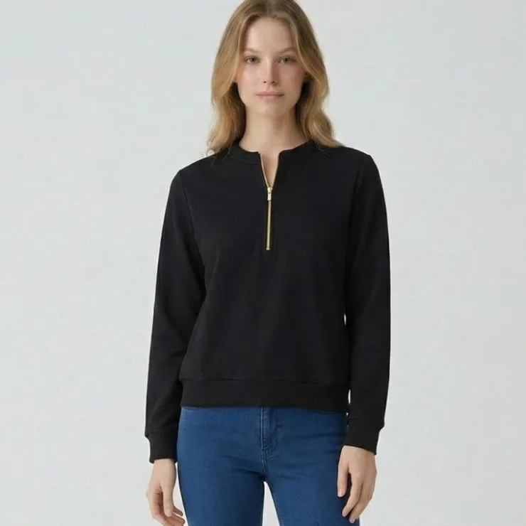 LES TROPEZIENNES PAR M.BELARBI Sweat zip granit Femme NOIR Sale