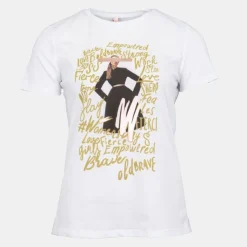 IMPERIAL T shirt imprimé coton avec écritures Femme BLANC Best