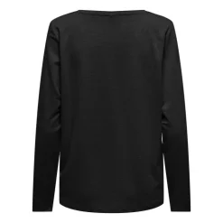 ONLY T shirt manches longues col V à paillettes karanda red Femme NOIR