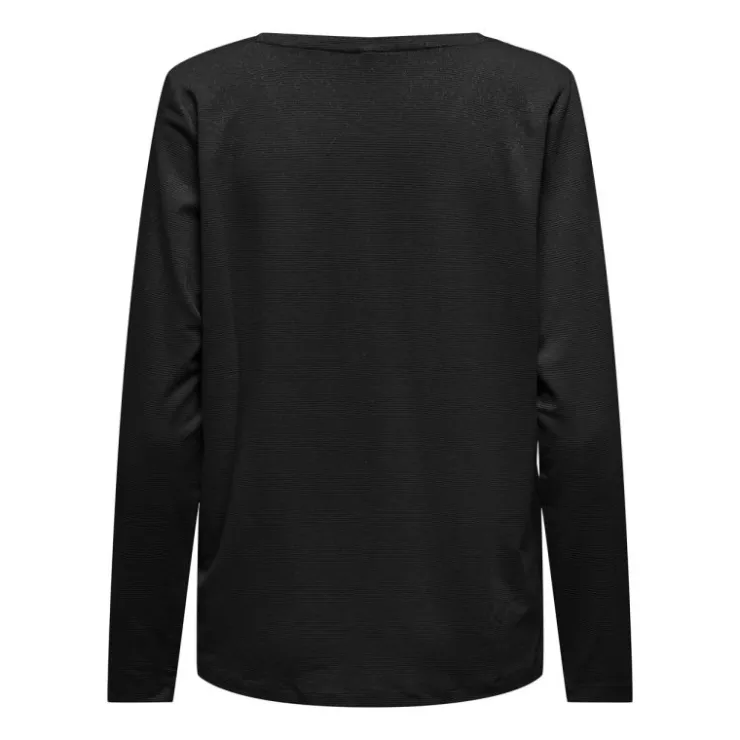 ONLY T shirt manches longues col V à paillettes karanda red Femme NOIR