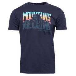 BEST MOUNTAIN Tee shirt ajusté Mountains are calling coton Homme BLEU FONCE Online