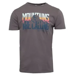 BEST MOUNTAIN Tee shirt ajusté Mountains are calling coton Homme GRIS FONCE New