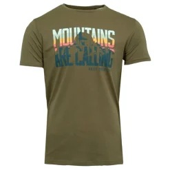 BEST MOUNTAIN Tee shirt ajusté Mountains are calling coton Homme KAKI Sale