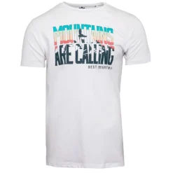 BEST MOUNTAIN Tee shirt ajusté Mountains are calling coton Homme BLANC Sale