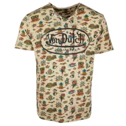 VON DUTCH Tee shirt allover logo poitrine Homme BEIGE