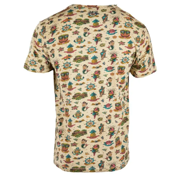 VON DUTCH Tee shirt allover logo poitrine Homme BEIGE