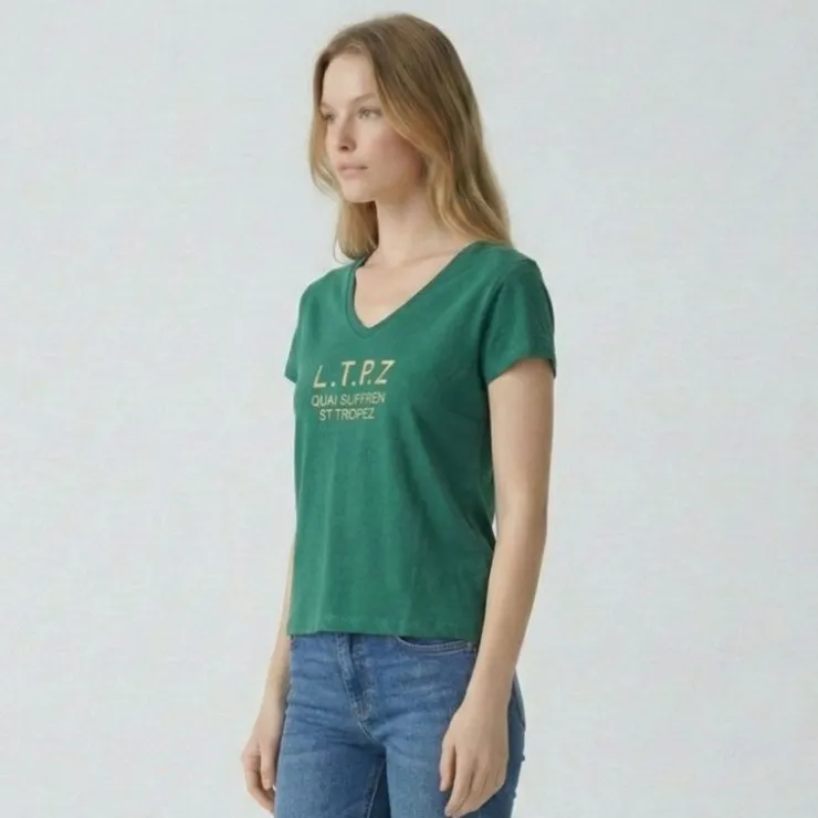 LES TROPEZIENNES PAR M.BELARBI Tee shirt astrakan cryosol Femme VERT New