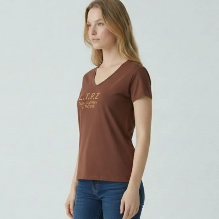 LES TROPEZIENNES PAR M.BELARBI Tee shirt astrakan cryosol Femme MARRON Sale