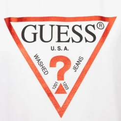GUESS Tee shirt avec grand logo rouge col rond Enfant BLANC