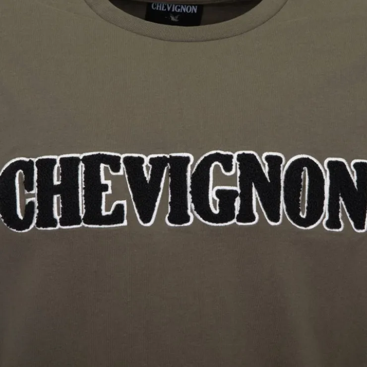 CHEVIGNON Tee shirt avec logo fausse fourrure Homme KAKI Discount