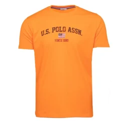 US POLO Tee shirt avec texte logo acid green nick Homme ORANGE Sale