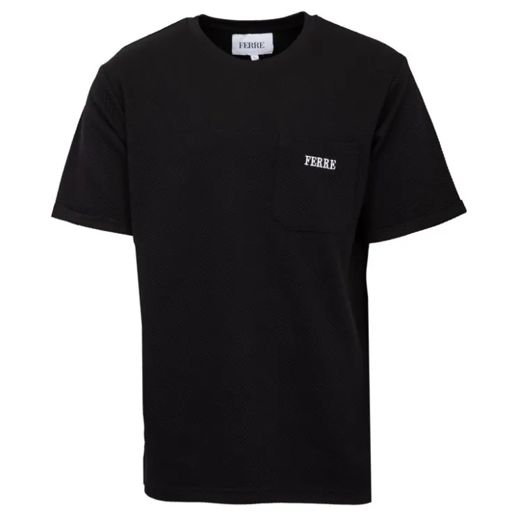 GIANFRANCO FERRE Tee shirt basique avec poche tissu texturé logo brodé Homme NOIR