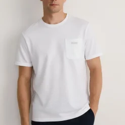 GIANFRANCO FERRE Tee shirt basique avec poche tissu texturé logo brodé Homme BLANC Online