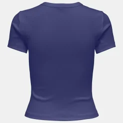 ONLY Tee shirt basique col rond coton bio Femme BLEU Best