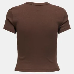 ONLY Tee shirt basique col rond coton bio Femme MARRON Best