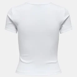 ONLY Tee shirt basique col rond coton bio Femme BLANC Sale