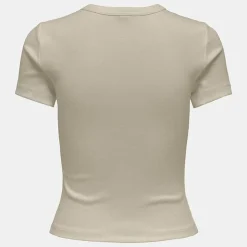 ONLY Tee shirt basique col rond coton bio Femme BEIGE Outlet