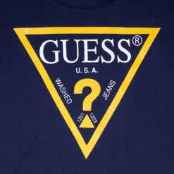 GUESS Tee shirt basique coton col rond avec logo Enfant BLEU FONCE Clearance
