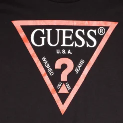 GUESS Tee shirt basique coton col rond avec logo Enfant NOIR Discount
