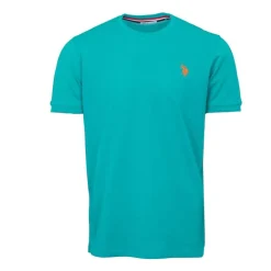 US POLO Tee shirt basique doux coton logo brodé Homme VERT Outlet