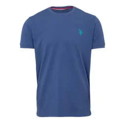 US POLO Tee shirt basique doux coton logo brodé Homme BLEU New