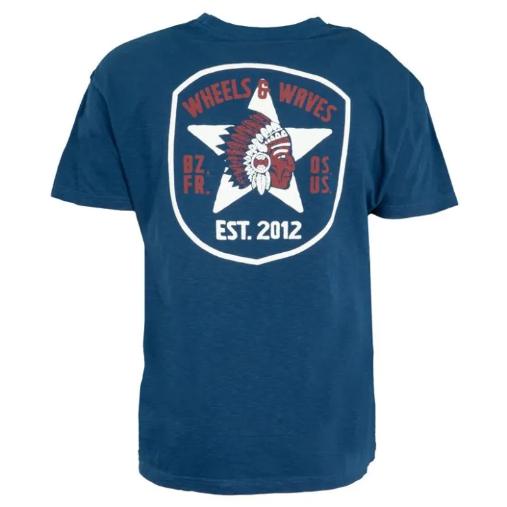 WHEELS AND WAVES Tee shirt basique imprimé étoile dos Homme BLEU FONCE Discount