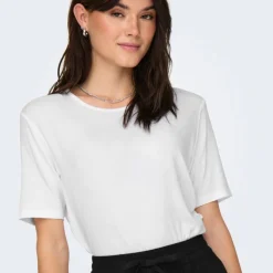 JDY Tee shirt basique mila coton col rond Femme BLANC Clearance