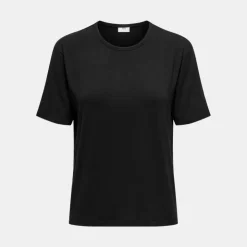 JDY Tee shirt basique mila coton col rond Femme NOIR Sale