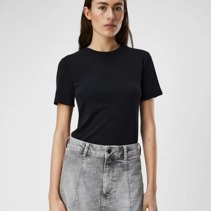 OBJECT Tee shirt basique Jannie manches courtes Femme NOIR