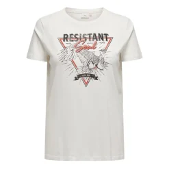 ONLY CARMAKOMA Tee shirt en coton biologique impression resistant soul Femme BLANC Outlet