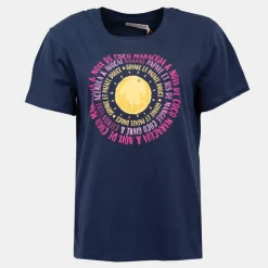 LA PETITE ETOILE Tee shirt bleu marine coton Soleil Femme BLEU FONCE New