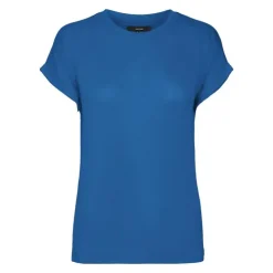 VERO MODA Tee shirt Brianna daphné col rond en maille Femme BLEU ROI Online