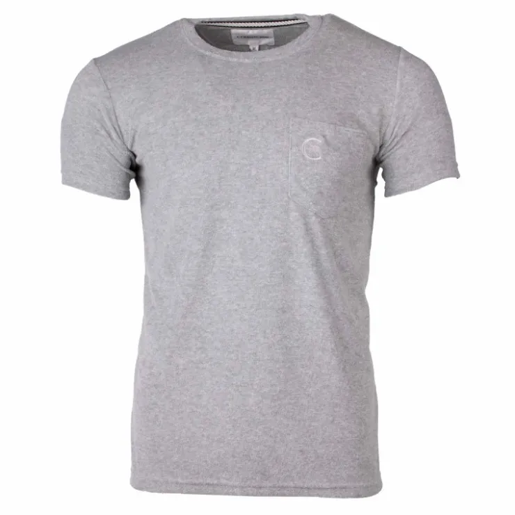 CERRUTI Tee shirt brodé uni Homme GRIS CLAIR New