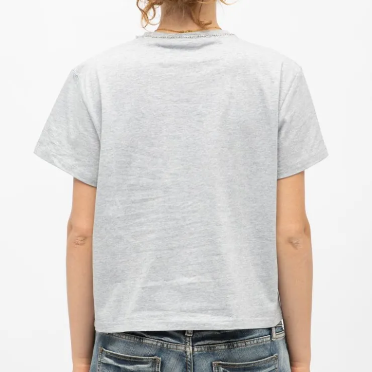 LA PETITE ETOILE Tee shirt carré basique chiné tomi Femme GRIS Best