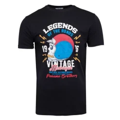 PANAME BROTHERS Tee shirt casque moto coton squelette Homme NOIR Discount