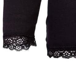 BURTON OF LONDON Tee shirt chaud à dentelle col V ysia Femme NOIR