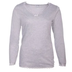 BURTON OF LONDON Tee shirt chaud à dentelle col V ysia Femme GRIS Best