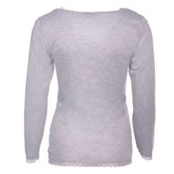 BURTON OF LONDON Tee shirt chaud à dentelle col V ysia Femme GRIS Best