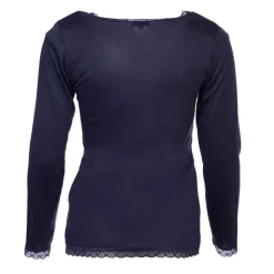 BURTON OF LONDON Tee shirt chaud à dentelle col V ysia Femme BLEU FONCE