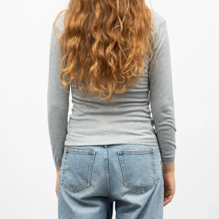 RODIER Tee shirt chaud col V à dentelle kalou Femme GRIS Outlet