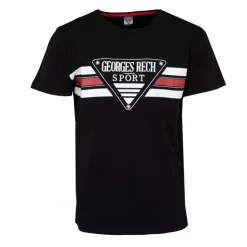 GEORGES RECH Tee shirt chiné avec rayures grand logo poitrine Homme NOIR Best