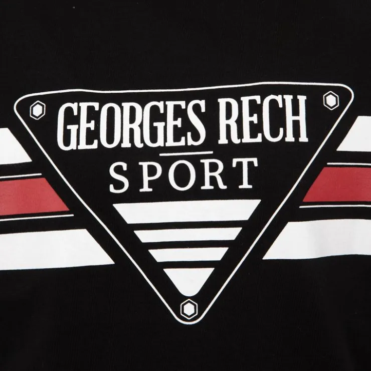 GEORGES RECH Tee shirt chiné avec rayures grand logo poitrine Homme NOIR Best