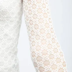 LA PETITE ETOILE Tee shirt col bateau à dentelle manches longues thell Femme BLANC Sale