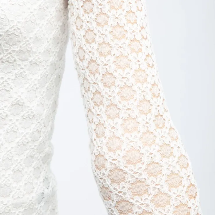 LA PETITE ETOILE Tee shirt col bateau à dentelle manches longues thell Femme BLANC Sale