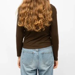 BURTON OF LONDON Tee shirt col bateau aliona avec zip noeud brodé Femme MARRON FONCE Discount