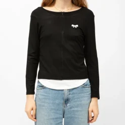 BURTON OF LONDON Tee shirt col bateau aliona avec zip noeud brodé Femme NOIR Discount