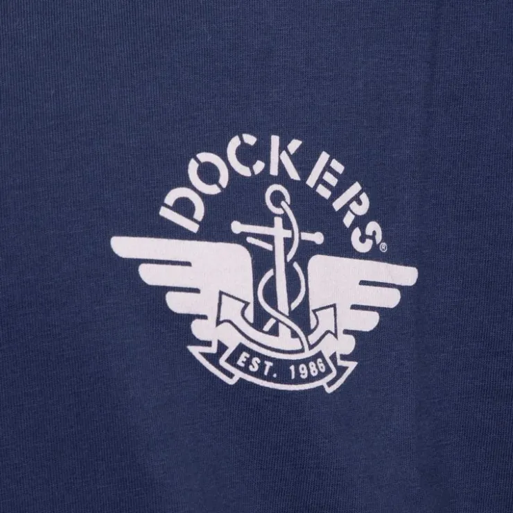 DOCKERS Tee shirt col rond coton logo imprimé Homme BLEU FONCE