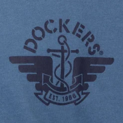 DOCKERS Tee shirt col rond coton logo imprimé Homme BLEU Clearance